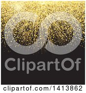 Poster, Art Print Of Golden Glittery Burst On Black