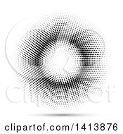 Clipart Of A Black Halftone Circle Design With A Shadow Royalty Free Vector Illustration