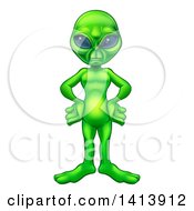 Clipart Of A Green Alien With Hands On Its Hips Royalty Free Vector Illustration