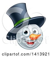 Poster, Art Print Of Happy Winter Christmas Snowman Face With A Top Hat