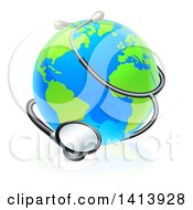 Poster, Art Print Of World Earth Globe Wrapped In A Stethoscope