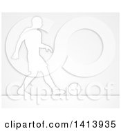 Poster, Art Print Of Silhouetted Male Soccer Football Player Passing The Ball Over Gray