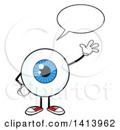 Clipart Of A Cartoon Eyeball Character Mascot Talking And Waving Royalty Free Vector Illustration by Hit Toon