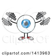 Poster, Art Print Of Cartoon Eyeball Character Mascot Working Out With Dumbbells