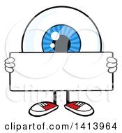 Poster, Art Print Of Cartoon Eyeball Character Mascot Holding A Blank Sign
