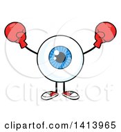Poster, Art Print Of Cartoon Eyeball Character Mascot Wearing Boxing Gloves