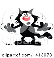 Clipart Of A Cartoon Superstition Black Cat Royalty Free Vector Illustration