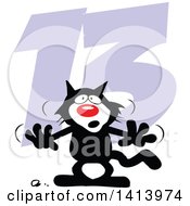 Cartoon Superstition Black Cat Over 13 For Friday The Thirteenth
