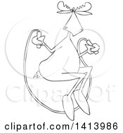 Poster, Art Print Of Cartoon Black And White Moose Skipping Rope