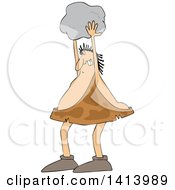 Clipart Of A Cartoon Chubby Caveman Throwing A Boulder Royalty Free Vector Illustration