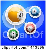 Clipart Of 3d Bingo Balls In White Circle Frames Over Blue Royalty Free Vector Illustration