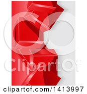 Poster, Art Print Of Border Of 3d Red Cubes On Gray