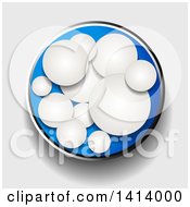 Poster, Art Print Of Blue Circle With 3d White Bubbles On A Shaded Background