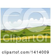 Poster, Art Print Of Landscape Background With A Hilly Valley
