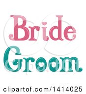 Poster, Art Print Of Pink And Green Wedding Bride And Groom Designs
