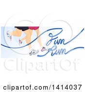Clipart Of A Pair Of Runners Legs With Fun Run Text Royalty Free Vector Illustration
