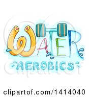 Clipart Of A Sketched Water Aerobics Fitness Design Royalty Free Vector Illustration by BNP Design Studio