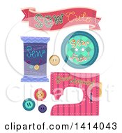 Clipart Of Sewing Design Elements Royalty Free Vector Illustration