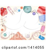 Clipart Of A Border Of Sewing Items Royalty Free Vector Illustration