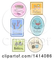 Sketched Sewing Labels Or Icons