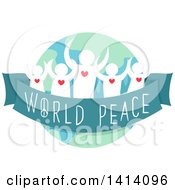 Poster, Art Print Of Crowd Of People Tied By A Ribbon With World Peace Written On It