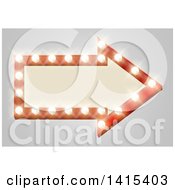 Poster, Art Print Of Lit Theater Arrow Shaped Sign With Lights On Gray