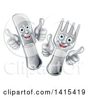 Cartoon Happy Fork And Knife Giving Thumbs Up