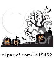 Poster, Art Print Of Lit Jackolanterns In A Cemetery With A Silhouetted Bare Tree