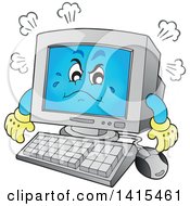 Clipart Of A Cartoon Mad Desktop Computer Character Royalty Free Vector Illustration by visekart