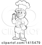 Poster, Art Print Of Black And White Lineart Male Chef