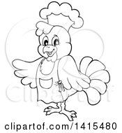 Poster, Art Print Of Black And White Lineart Chef Chicken