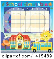 Poster, Art Print Of Yellow School Bus And Sun Time Table