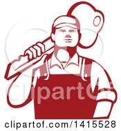 Clipart Of A Cartoon Male Locksmith Carrying A Giant Gold Key Over His Shoulder Royalty Free Vector Illustration by patrimonio
