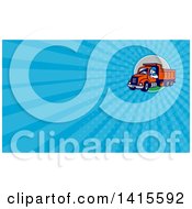 Poster, Art Print Of Retro Male Dump Truck Driver Giving A Thumb Up And Blue Rays Background Or Business Card Design