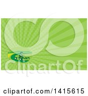 Poster, Art Print Of Retro Man Racing A Go Kart And Green Rays Background Or Business Card Design