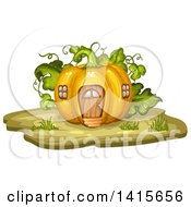 Clipart Of A Pumpkin House Royalty Free Vector Illustration