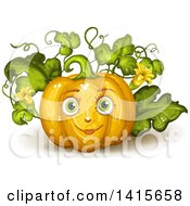 Poster, Art Print Of Pumpkin Character On The Vine