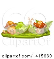 Poster, Art Print Of Rabbit And Mushroom Houses