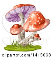 Clipart Of A Group Of Mushrooms Royalty Free Vector Illustration