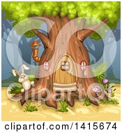 Rabbit At A Tree House