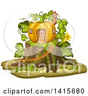 Clipart Of A Pumpkin House Royalty Free Vector Illustration