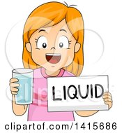 Poster, Art Print Of Red Haired White Girl Holding A Glass Of Water And A Liquid Sign