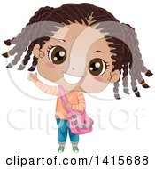 Poster, Art Print Of Cute Waving Black Girl With Her Hair In Braids
