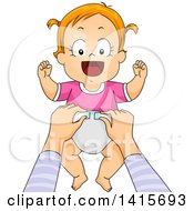 Poster, Art Print Of Red Haired White Baby Girl Getting A Diaper Change