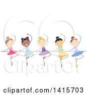Clipart Of A Group Of Girls Dancing Ballet Royalty Free Vector Illustration