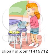 Poster, Art Print Of Red Haired White Girl Setting Up Stool Seat Markers