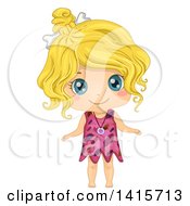 Clipart Of A Blond White Cave Girl Royalty Free Vector Illustration by BNP Design Studio