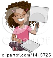 Poster, Art Print Of Happy Black School Girl Holding Placard Answer Signs
