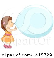 Poster, Art Print Of Brunette White Girl Blowing A Big Bubble
