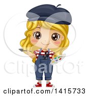 Clipart Of A Blond White Girl Artist Holding A Paintbrush And Palette Royalty Free Vector Illustration by BNP Design Studio